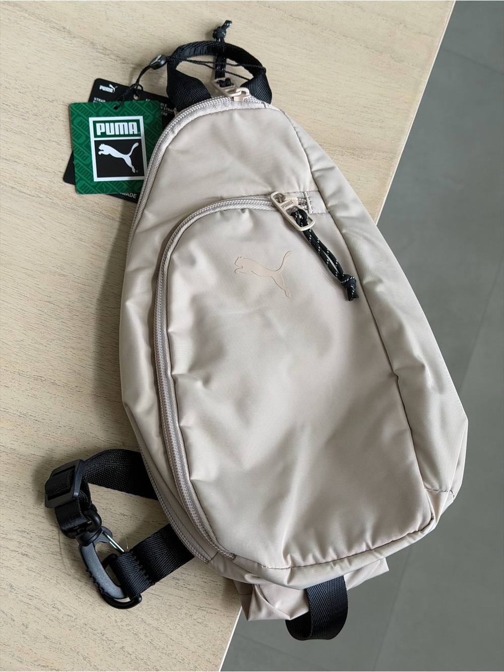 Puma Cream Sling Pack with Black Strap